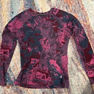 Smartwool 250 Long Sleeve Base Layer Pattern Crew Twilight Blue Marble